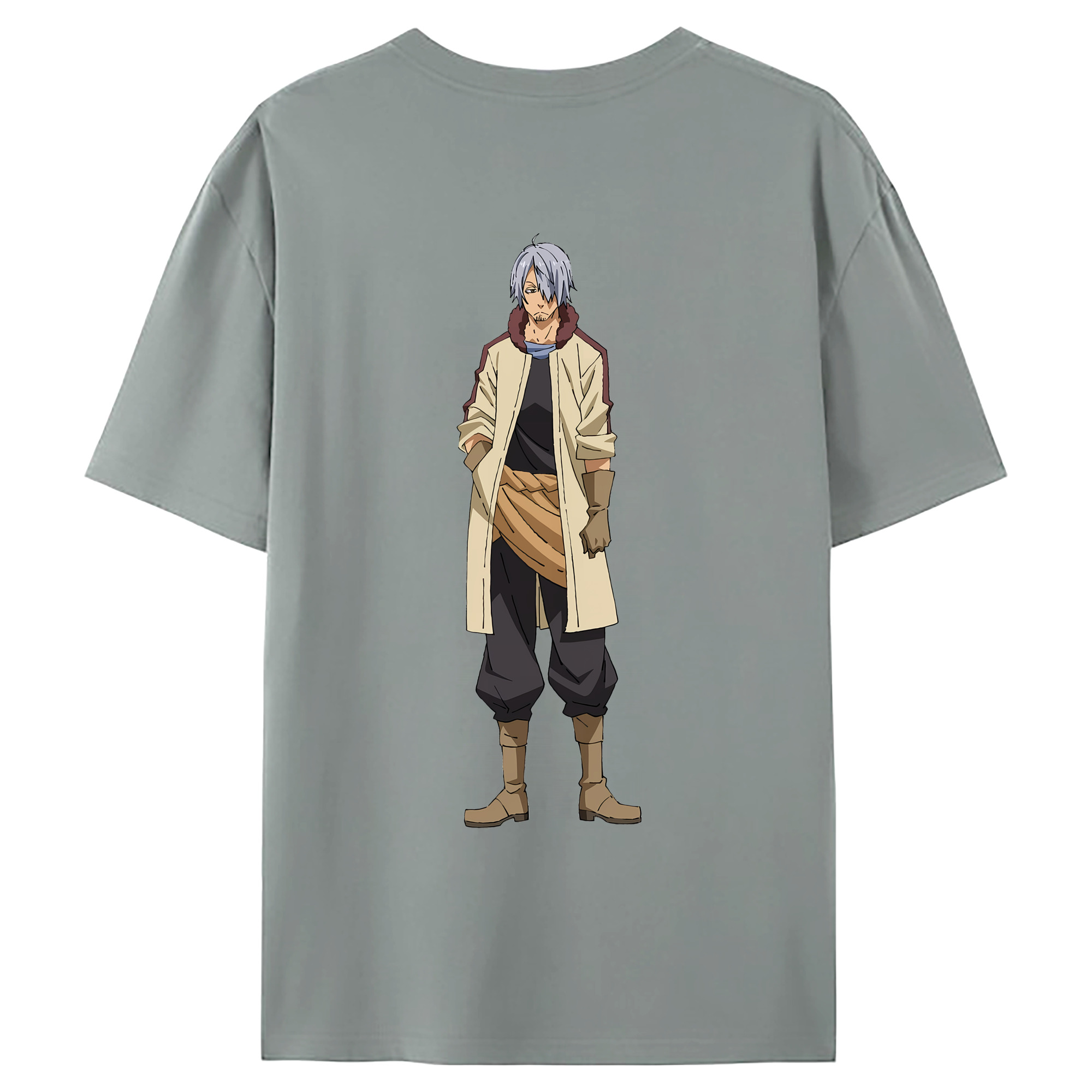 （画像用） 転スラ Regarding Reincarnated to Slime 綿100％ メンズ半袖Tシャツ（バックプリント） 通気性